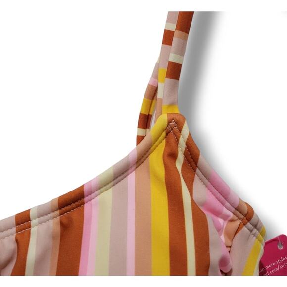Xhilaration Juniors' multicolor striped Scoopneck Bralette Bikini Top - Picture 2 of 8